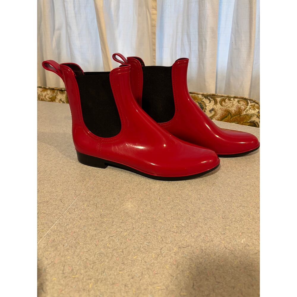 Pre-loved Red Women's ankle rain booties Size 9